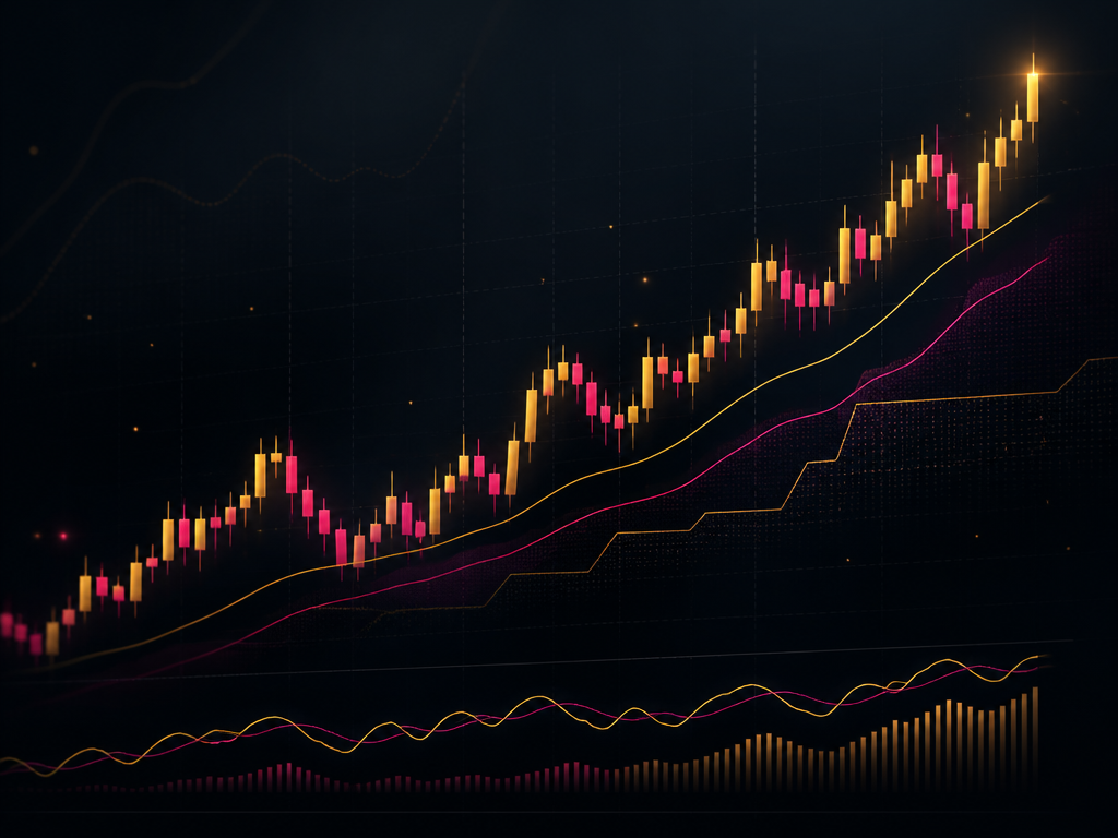 Forex trading chart showing upward growth